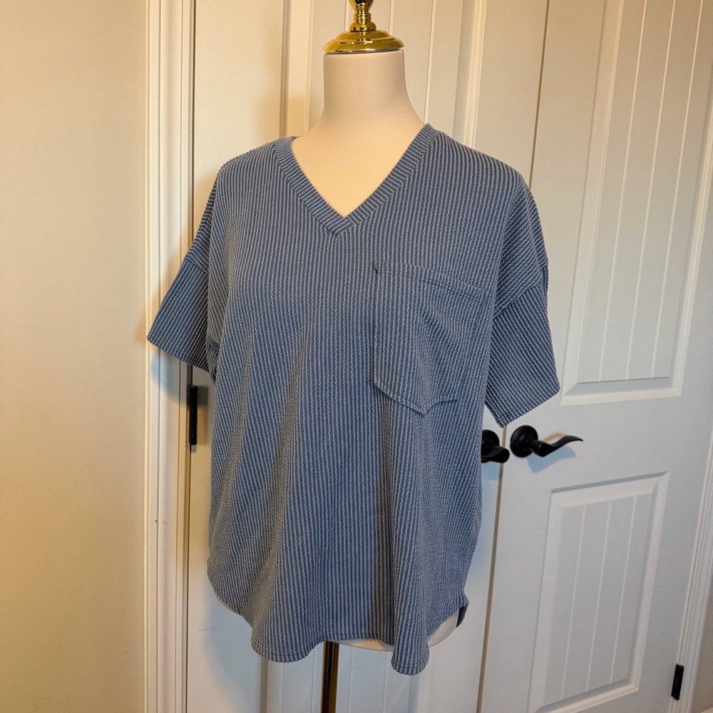 Altar'd State Layne Blue Ribbed Top size small